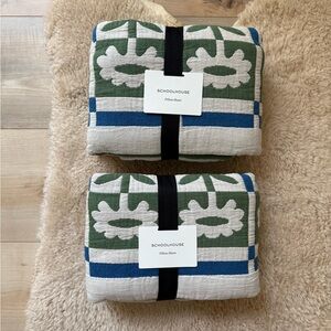 TWO Schoolhouse Stillwater Floral King Pillow Shams